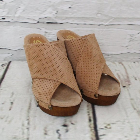 Sbicca Declan Suede Slide Platform Wedge Sandals - Picture 1 of 8